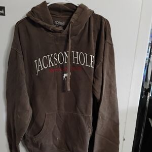 Blue 84 Brown Hoodie with Jackson Hole Print